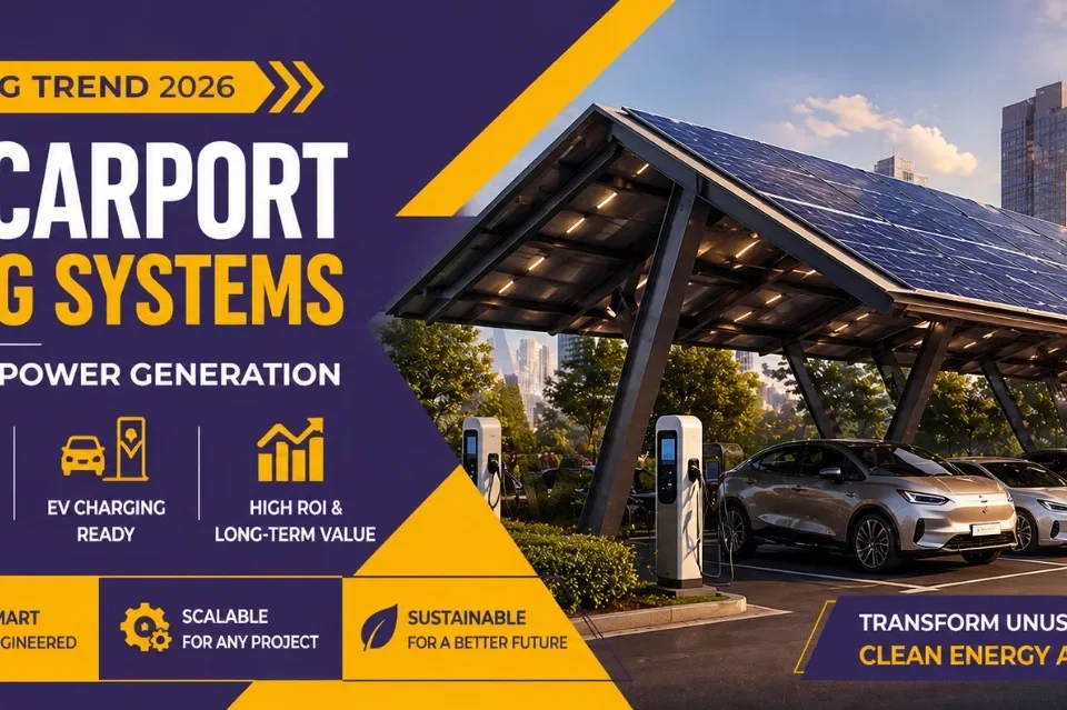 Solar carport mounting systems with EV charging and dual-use land for clean energy generation in 2026