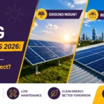 Solar mounting system types banner showing ground, rooftop, and floating solar solutions