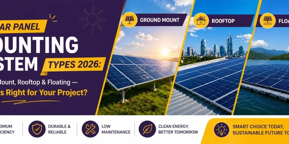 Modern solar panel mounting systems 2026: ground-mounted arrays, rooftop installations, and floating solar panels on water