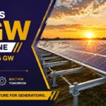 India crosses 150 GW solar milestone with large-scale solar farm and mounting structures at sunrise