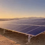 Saudi Arabia utility-scale solar farm with premium mounting structures in a desert landscape.