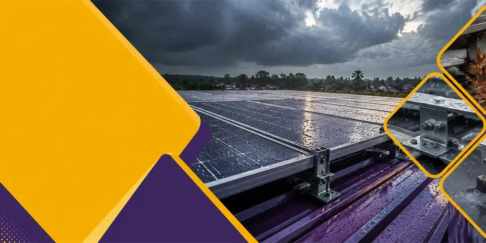 Monsoon-resistant solar mounting structure