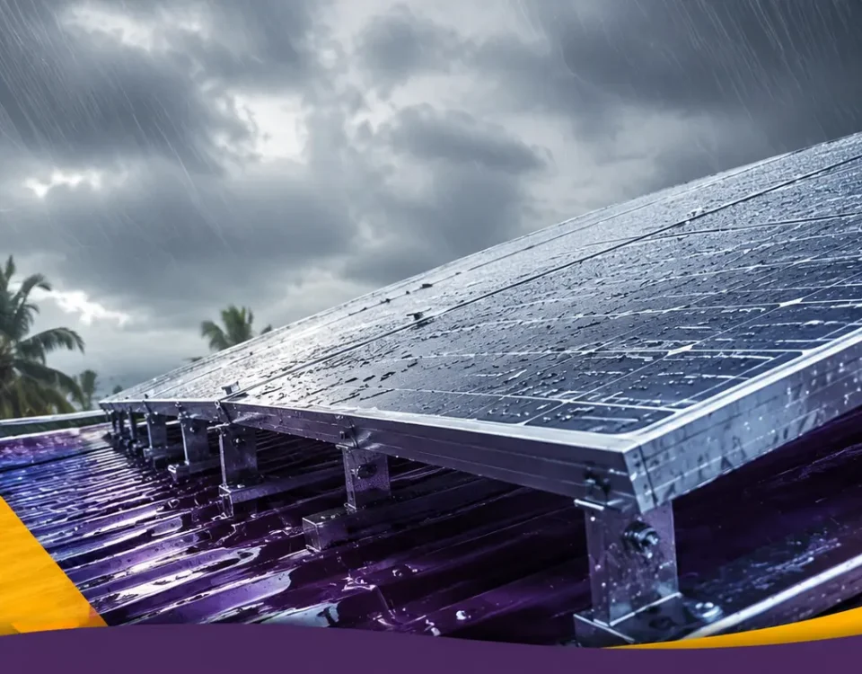 Solar mounting structure with waterproof installation during monsoon.